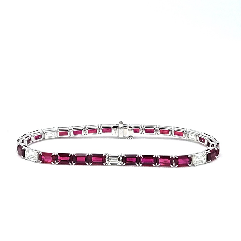 Ruby and Diamond Line Bracelet